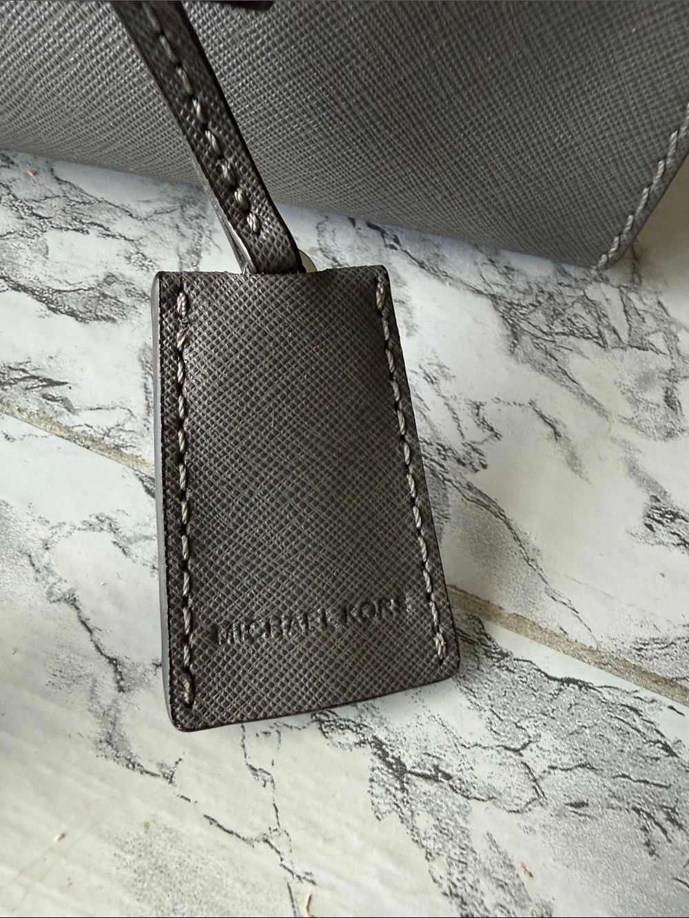 Michael Kors Charcoal Saffiano Leather Satchel with Silver Hardware